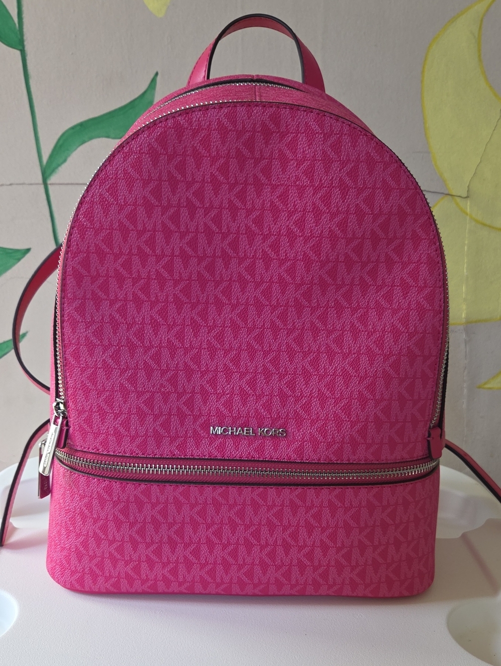 Michael Kors Hot Pink Signature MK Logo Backpack